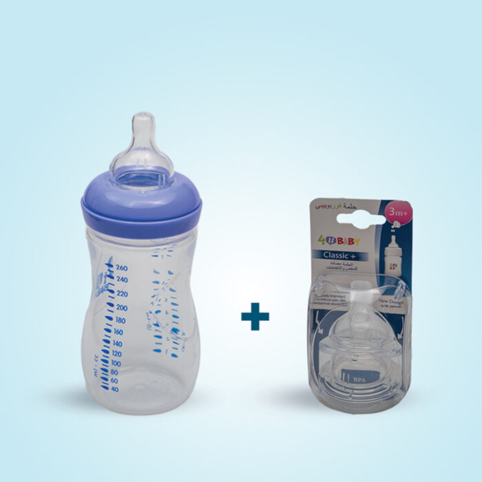 4 U Baby feeding bottle(without handle)+new nipple L size) 260ml